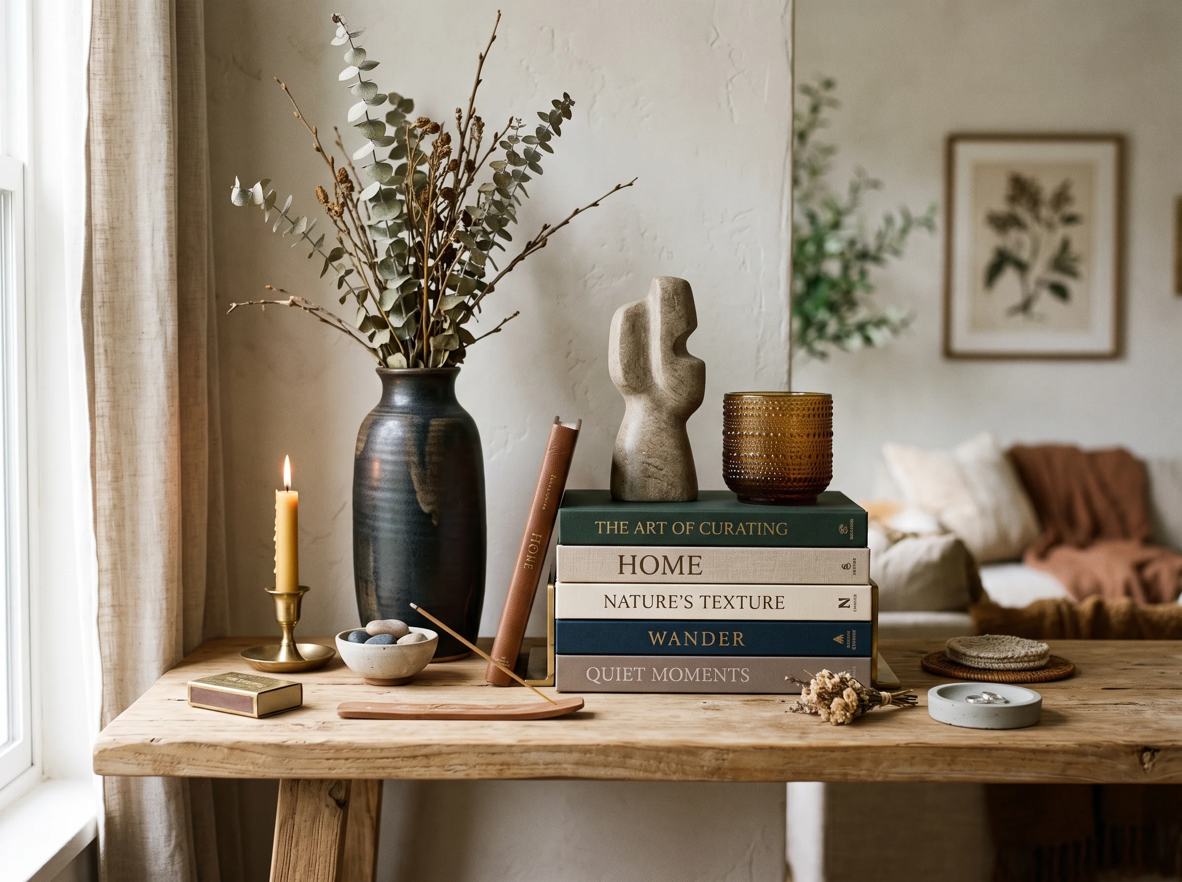Objects styled in odd-numbered groupings following the 3-5-7 rule