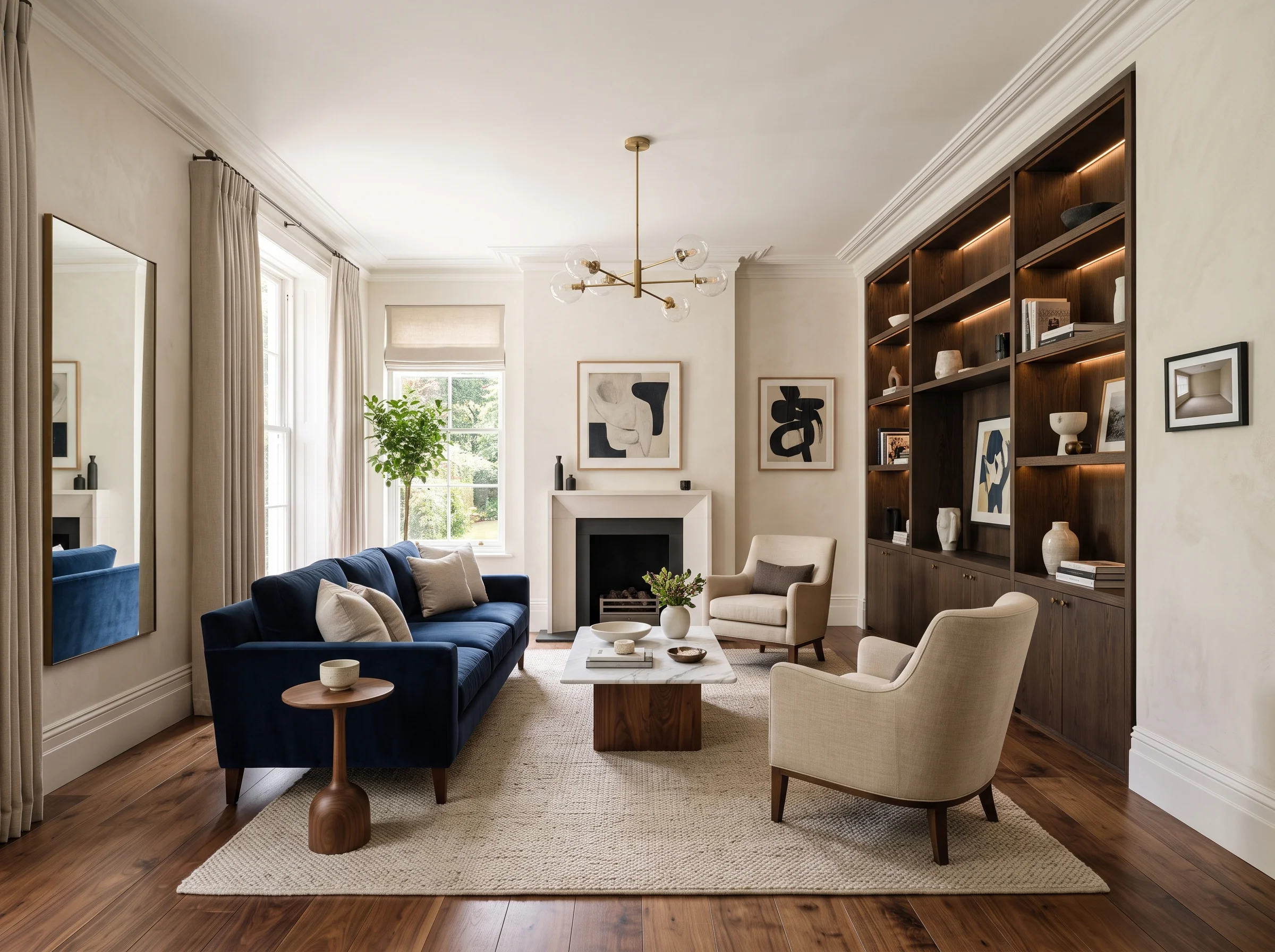 Cohesive design flowing across multiple rooms in a home