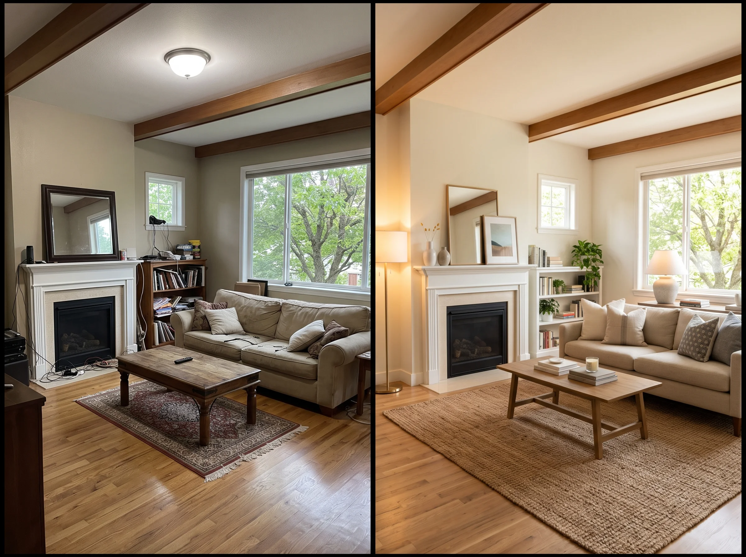 A well-considered room compared with a randomly assembled one