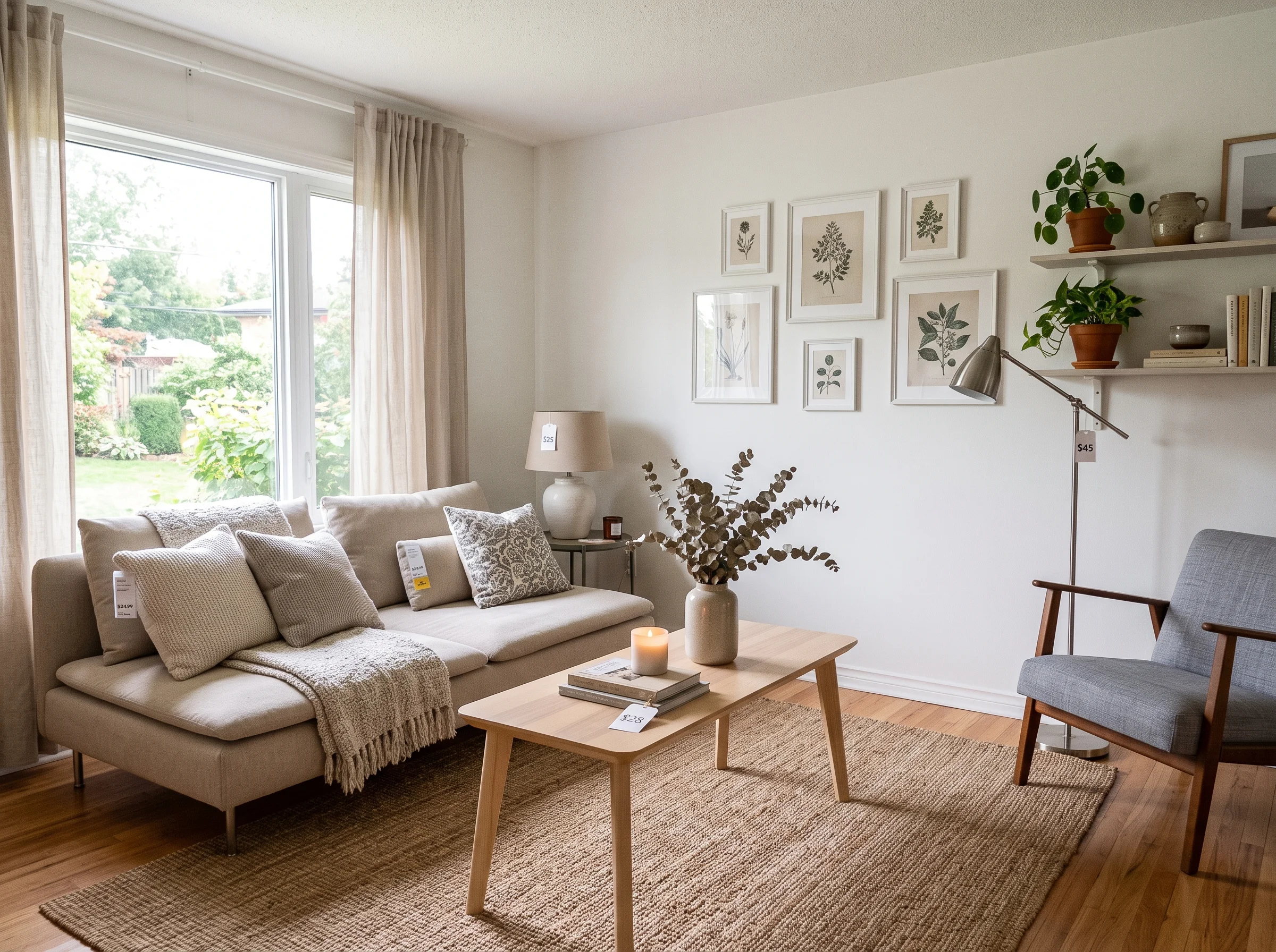 Interior design options mapped to different budget levels