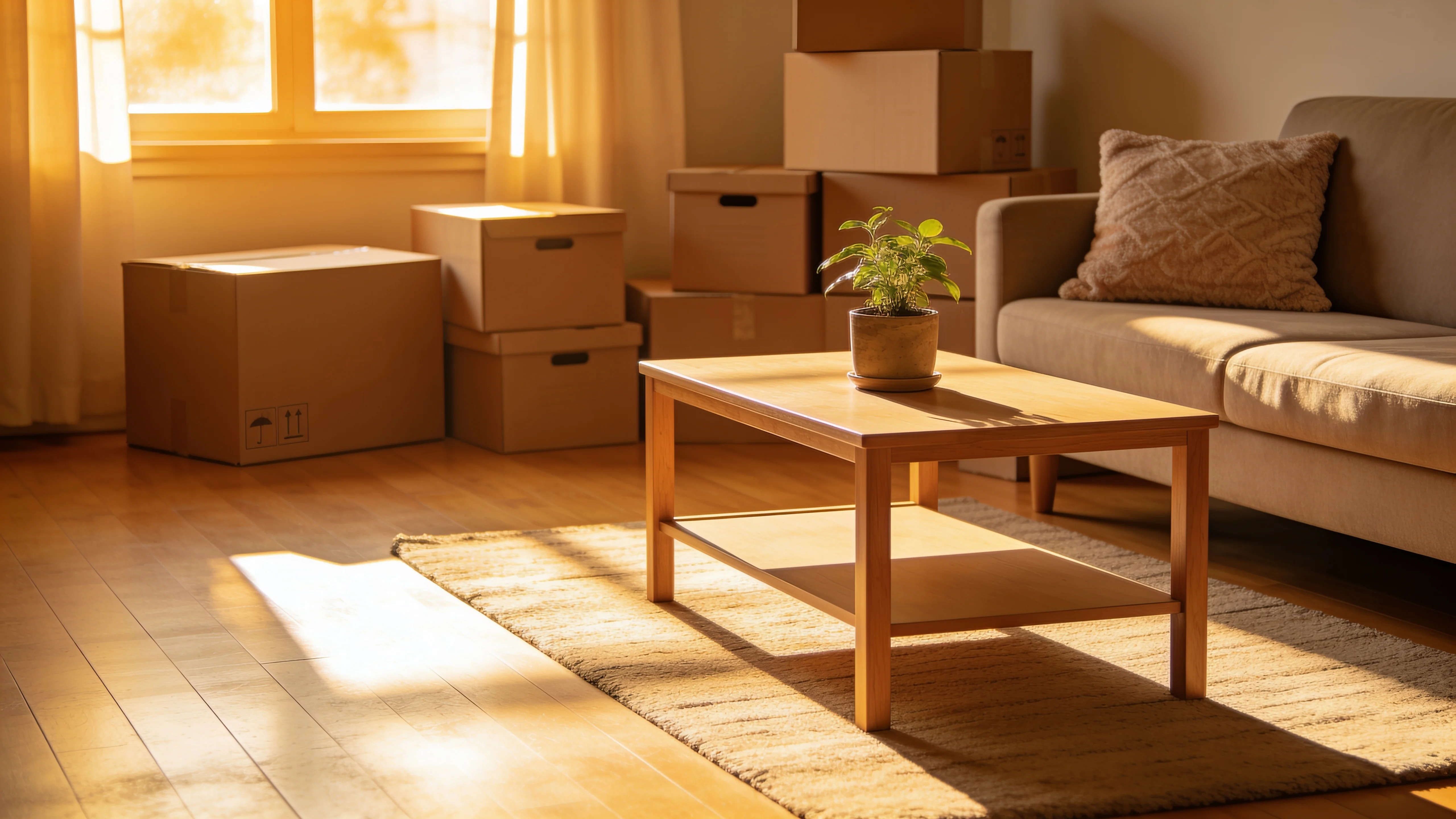 Cozy warm living room that feels like home after moving in