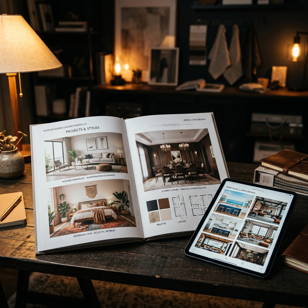 Interior design portfolio spread