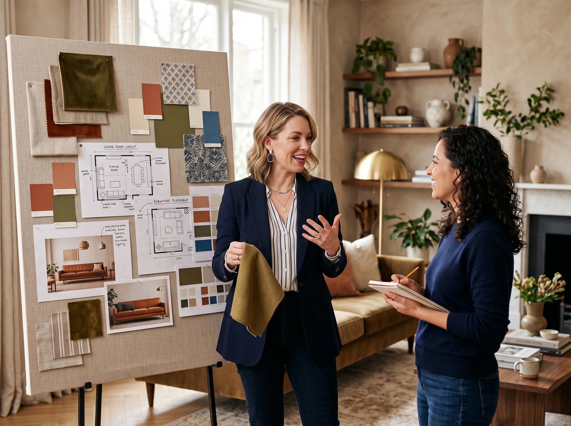 Homeowner interviewing an interior designer before hiring